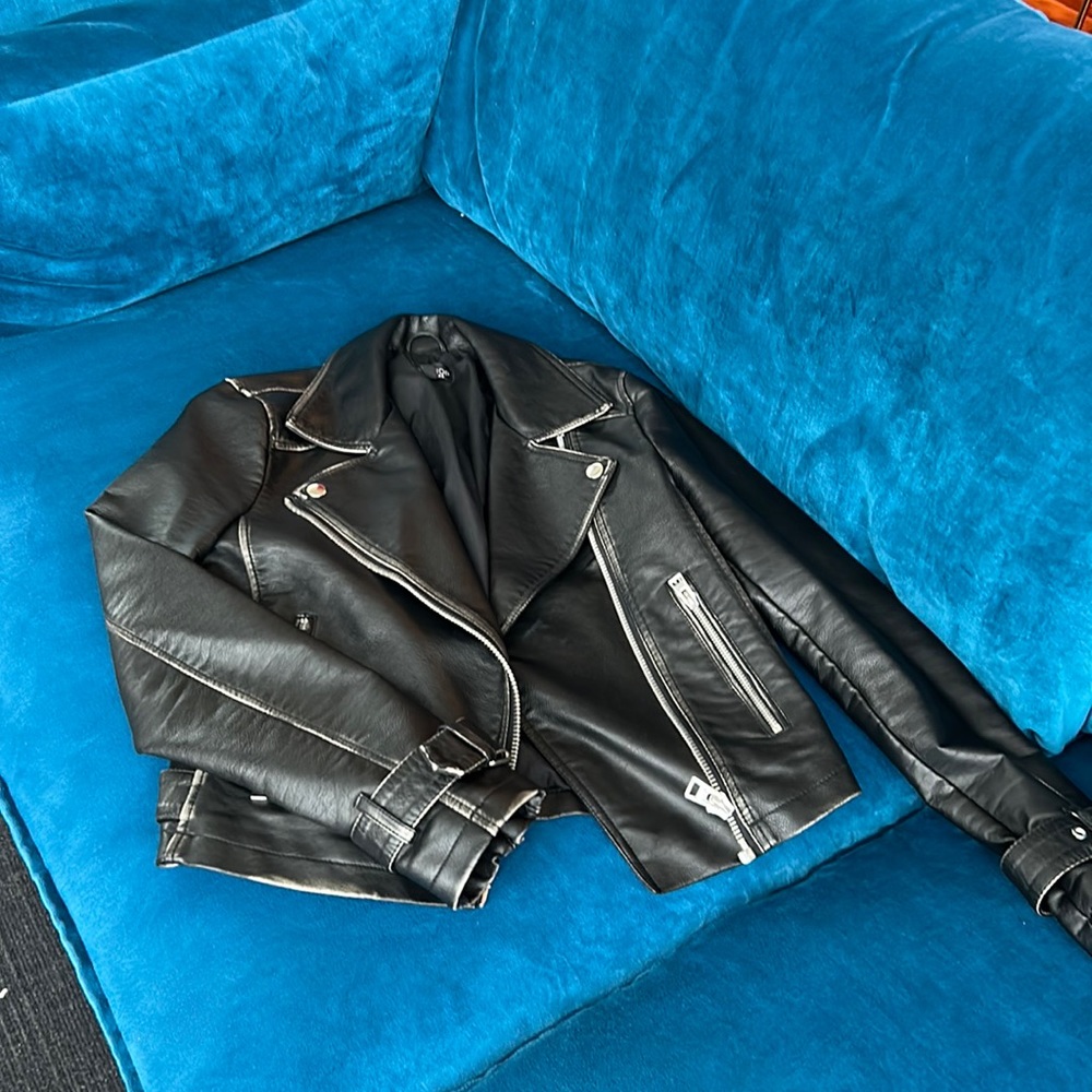Black Leather Jacket . Top Shop size US 2